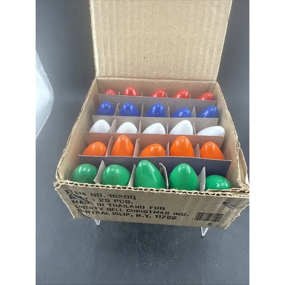 Vintage Liberty Bell C7 Christmas Light Bulbs Box 25 Pcs